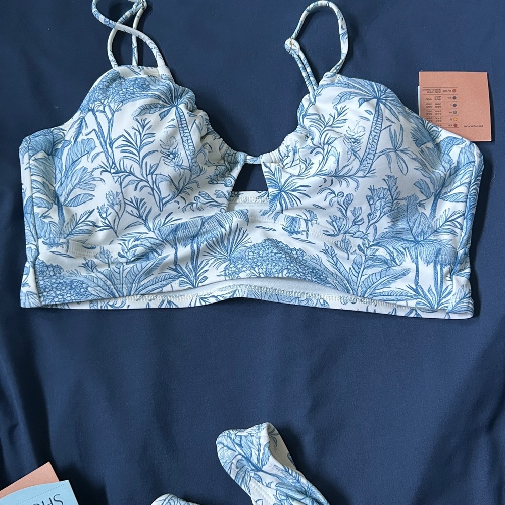 Swim wear  Blue and White Floral Bikini Top ( bottoms sold separate)